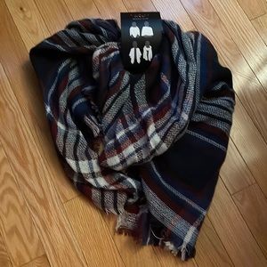 Blanket scarf red white blue and black NWT